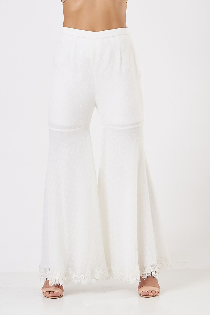 Ivory Georgette Gharara Set by Blush & M at Pernia's Pop Up Shop