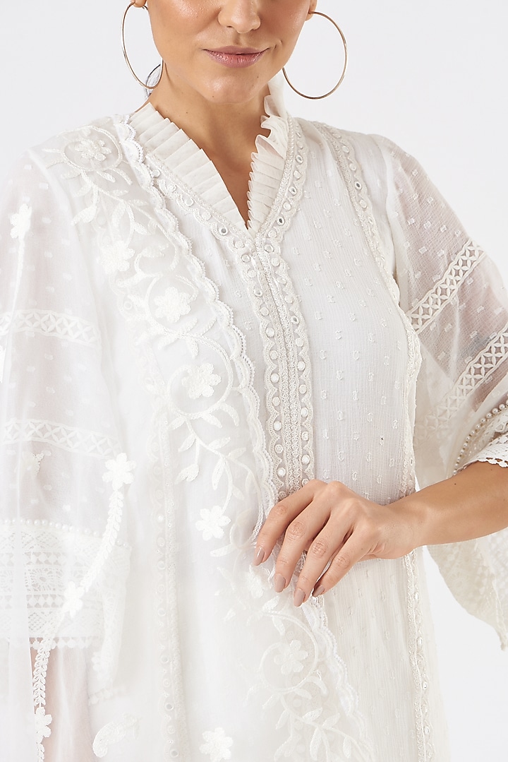 Ivory Georgette Gharara Set by Blush & M at Pernia's Pop Up Shop