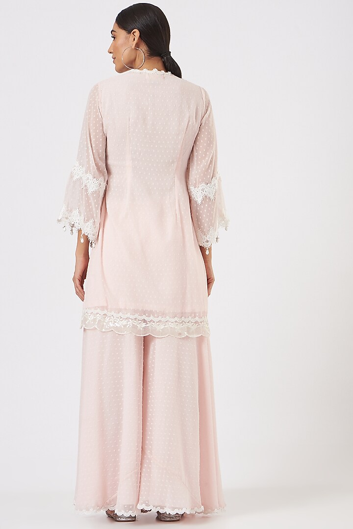 Blush Pink Georgette Kurta Set by Blush & M at Pernia's Pop Up Shop
