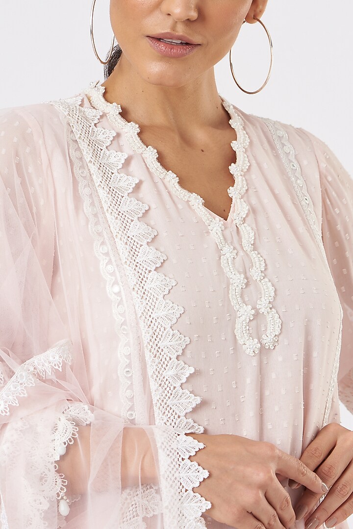 Blush Pink Georgette Kurta Set by Blush & M at Pernia's Pop Up Shop