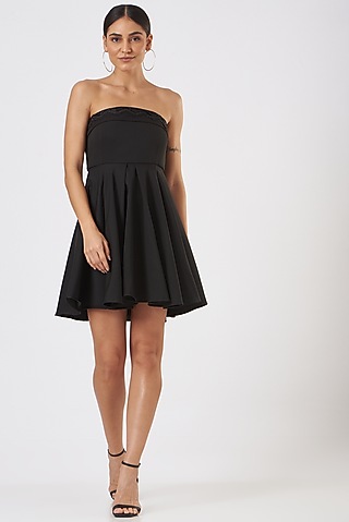 Black Lycra Mini Tube Dress by Blush & M