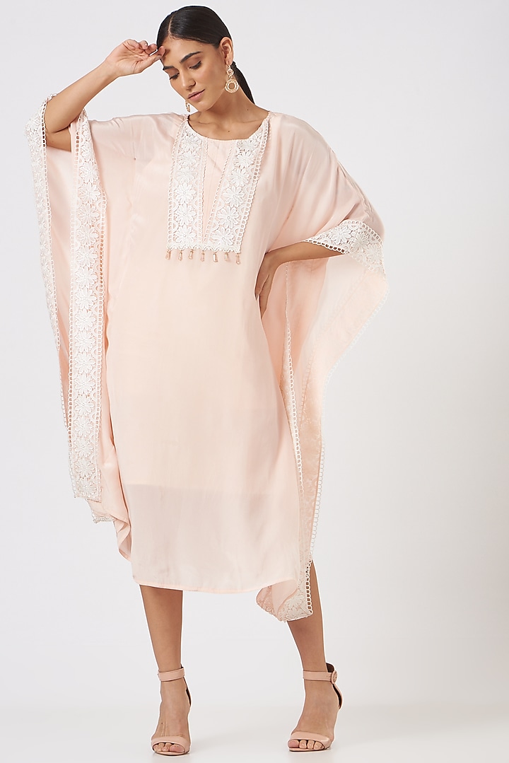 Blush Pink Crepe Kaftan by Blush & M