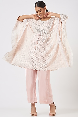 Blush Pink Embroidered Kaftan Set by Blush & M