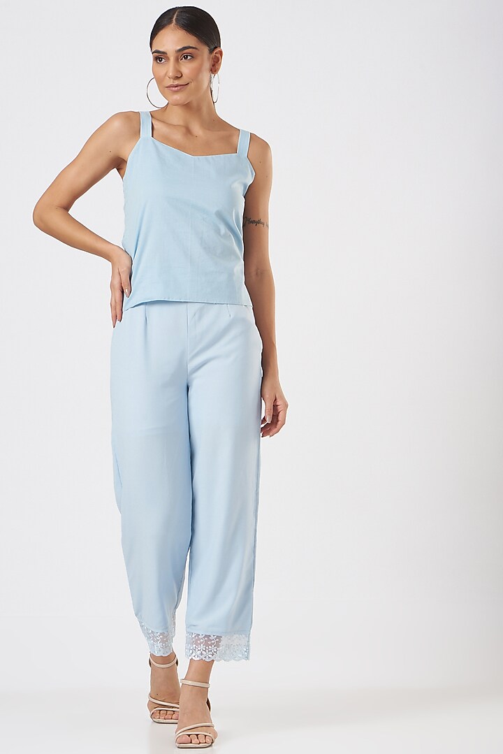 Deep Sky Blue Crepe Co-Ord Set by Blush & M at Pernia's Pop Up Shop