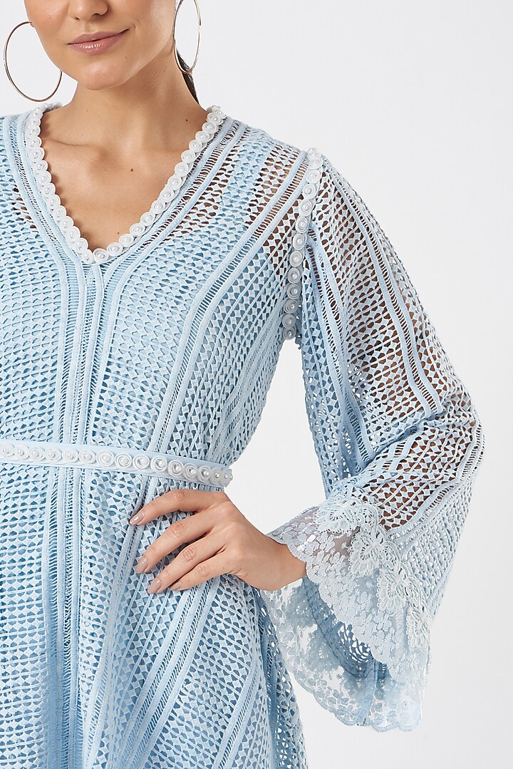 Deep Sky Blue Crepe Co-Ord Set by Blush & M at Pernia's Pop Up Shop