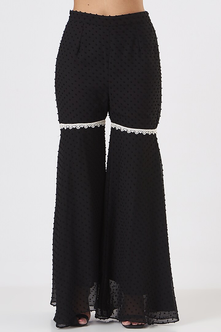 Black Georgette Gharara Set by Blush & M at Pernia's Pop Up Shop