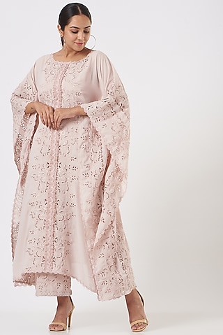 Blush Pink Embroidered Kaftan Set by Blush & M