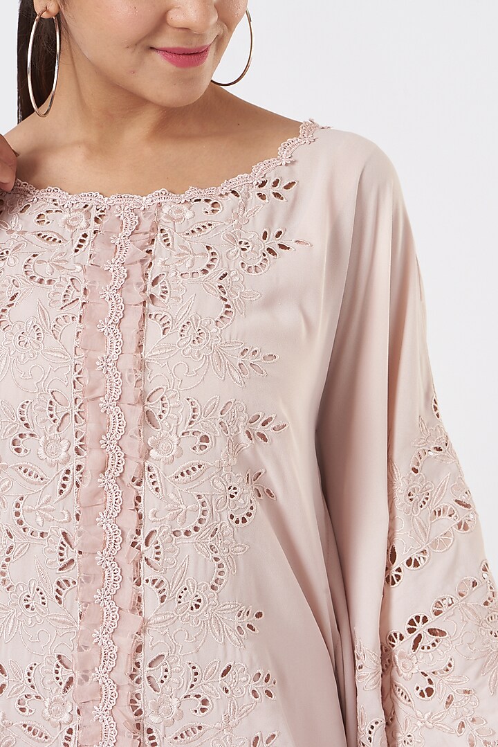 Blush Pink Embroidered Kaftan Set by Blush & M at Pernia's Pop Up Shop