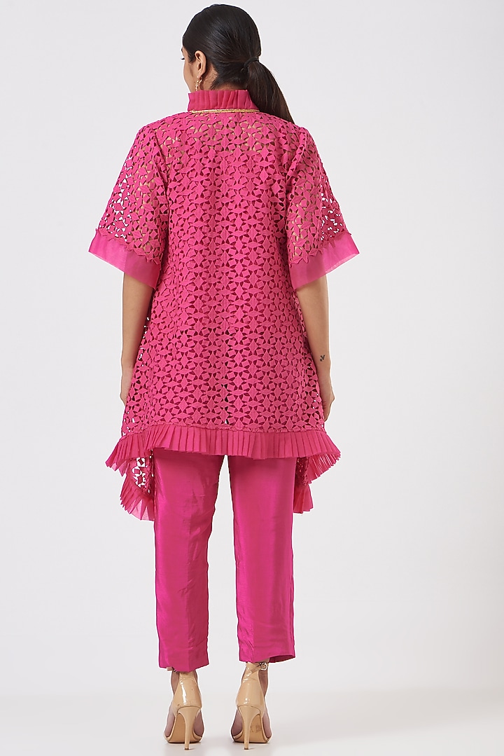 Hot Pink Embroidered Kurta Set by Blush & M at Pernia's Pop Up Shop
