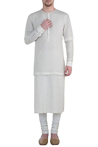 Ivory kurta with churidar by BLONI