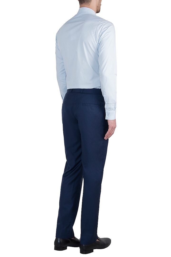Blue bespoke handcrafted shirt available only at Pernia's Pop Up Shop.