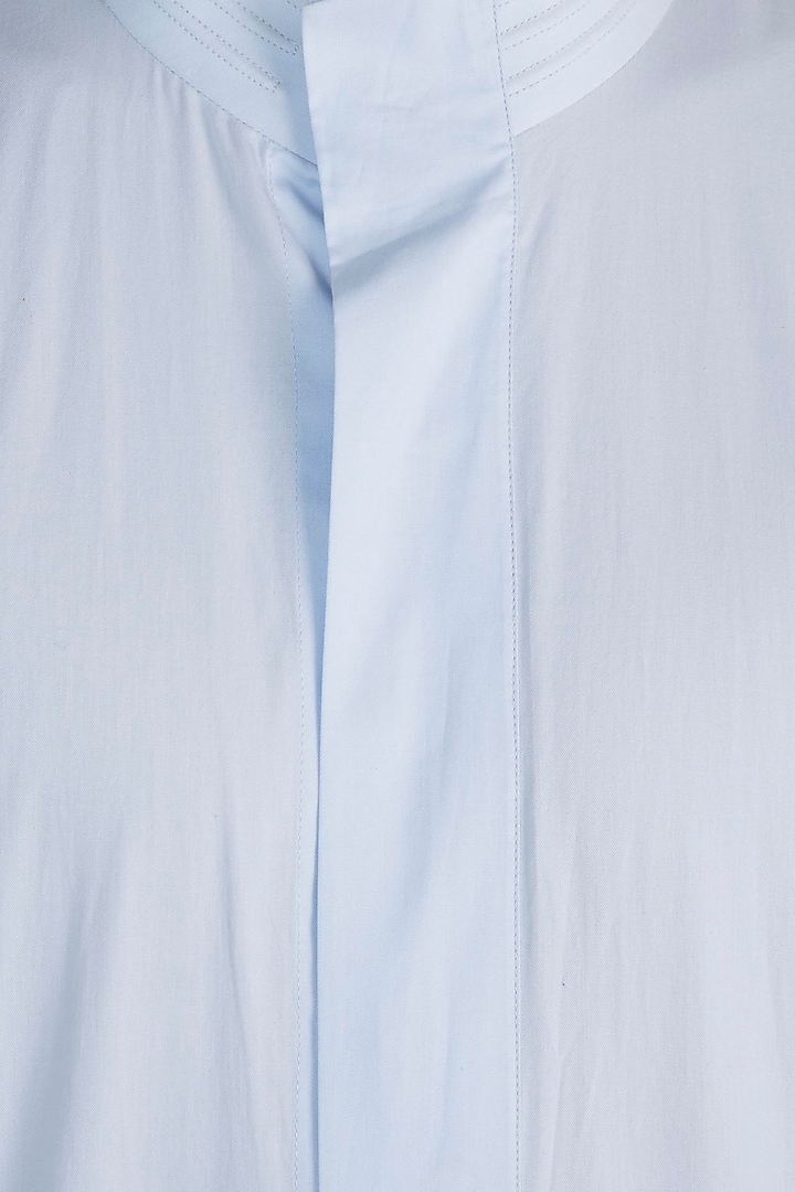 Blue bespoke handcrafted shirt available only at Pernia's Pop Up Shop.