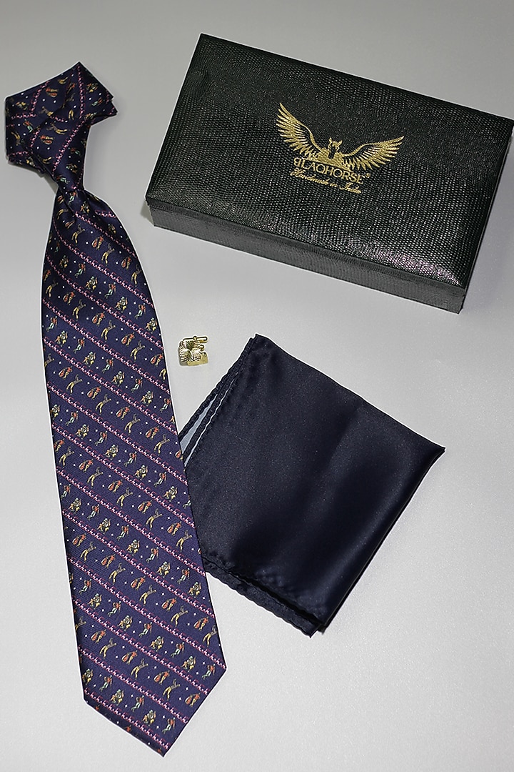 Navy Madder Silk Spun Golfer Tie Set by Blaqhorse at Pernia's Pop Up Shop