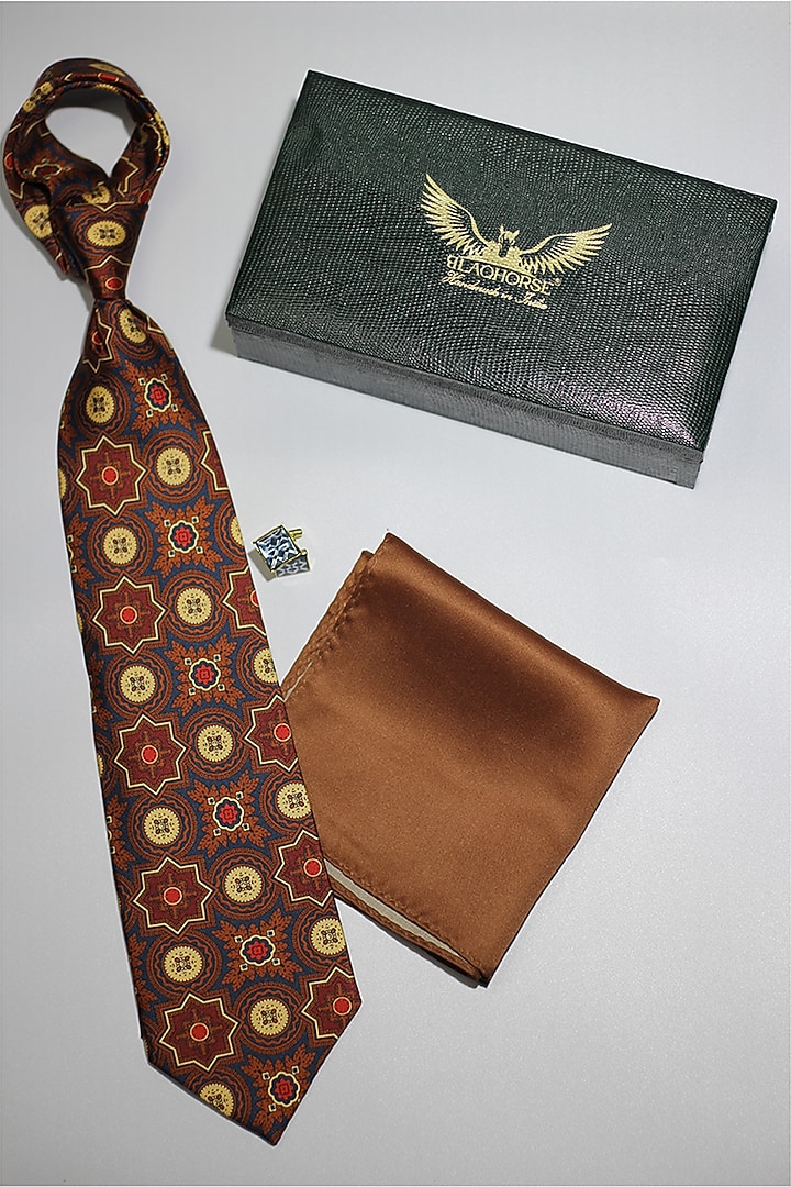 Rust Madder Silk Spun Haniya Tie Set by Blaqhorse at Pernia's Pop Up Shop
