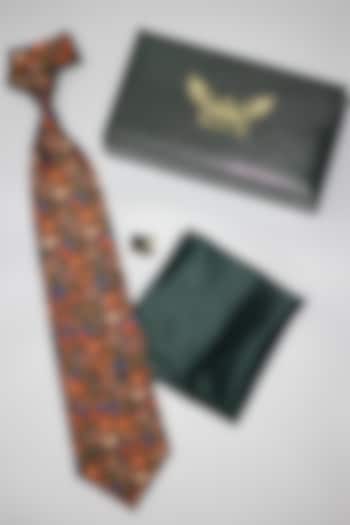Dark Green Madder Silk Spun Florence Medallion Tie Set by Blaqhorse