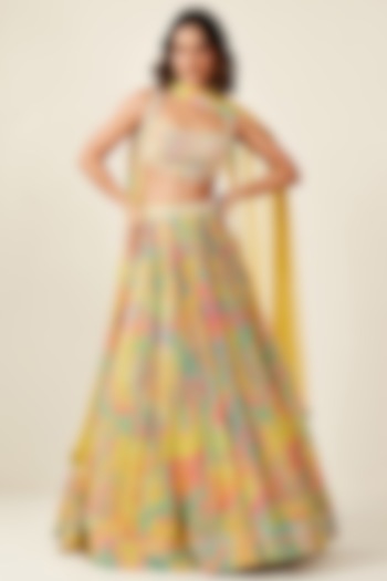 Multi-Colored Georgette Printed Sequins Lehenga Set by Basanti - Kapde aur Koffee at Pernia's Pop Up Shop
