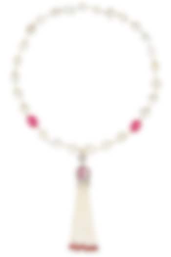 Baroque pearls and ruby semi-precious stones tulip string necklace
 by Blue Lotus By Ritu Kapur