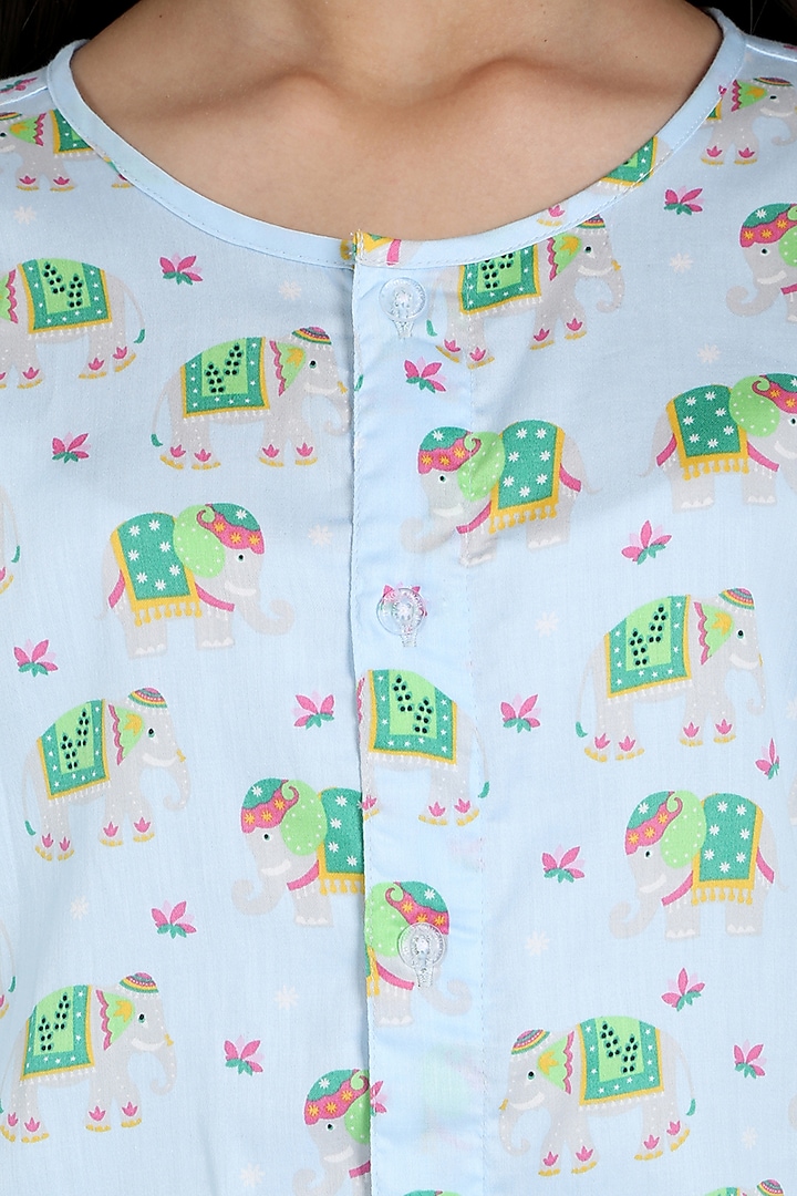 Sky Blue Printed Night Suit For Girls by Nigh Nigh label at Pernia's Pop Up Shop