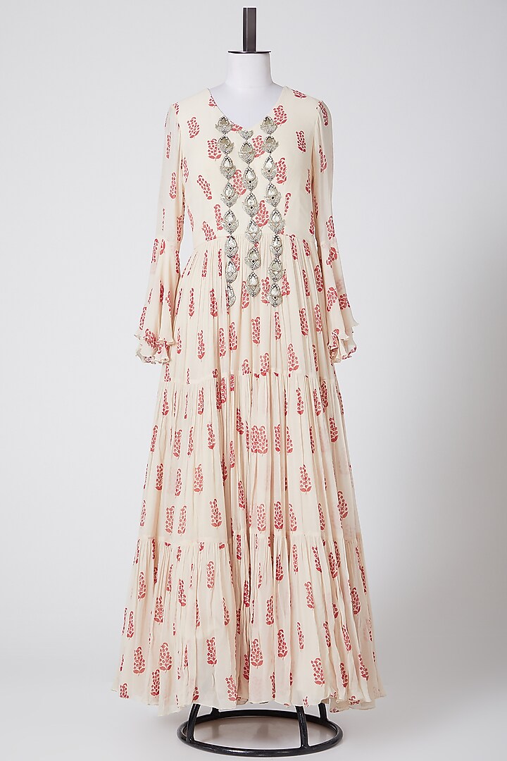 Ivory Printed Gown by Bhumika Sharma at Pernia's Pop Up Shop