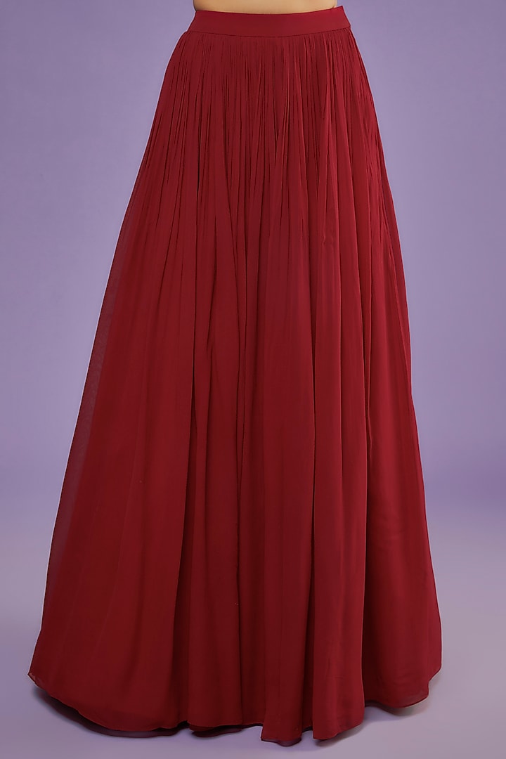 Red Organza Printed Cape Set by Bhumika Sharma at Pernia's Pop Up Shop