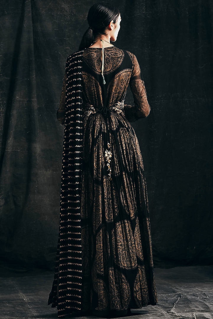 Black Printed Wedding Anarkali With Dupatta by Bhumika Sharma at Pernia's Pop Up Shop