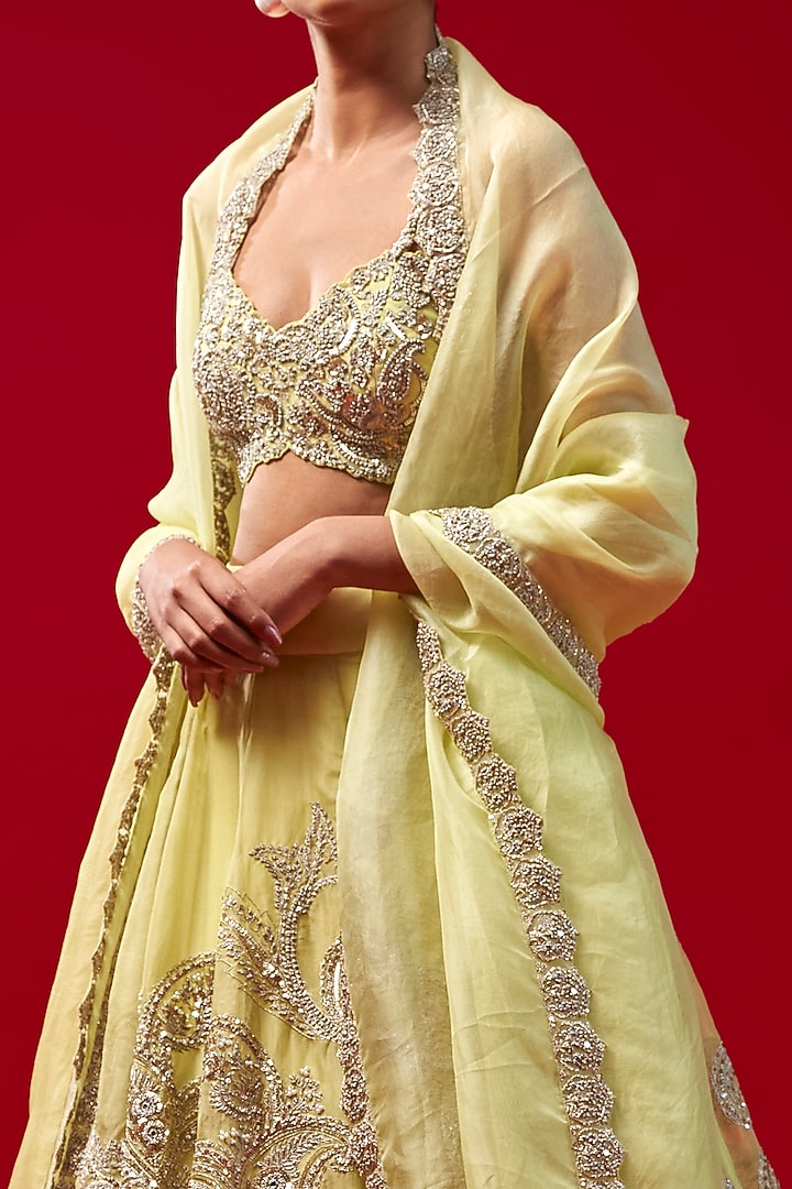 Mint Green Organza & Net Embroidered Bridal Lehenga Set by Bhumika Sharma at Pernia's Pop Up Shop