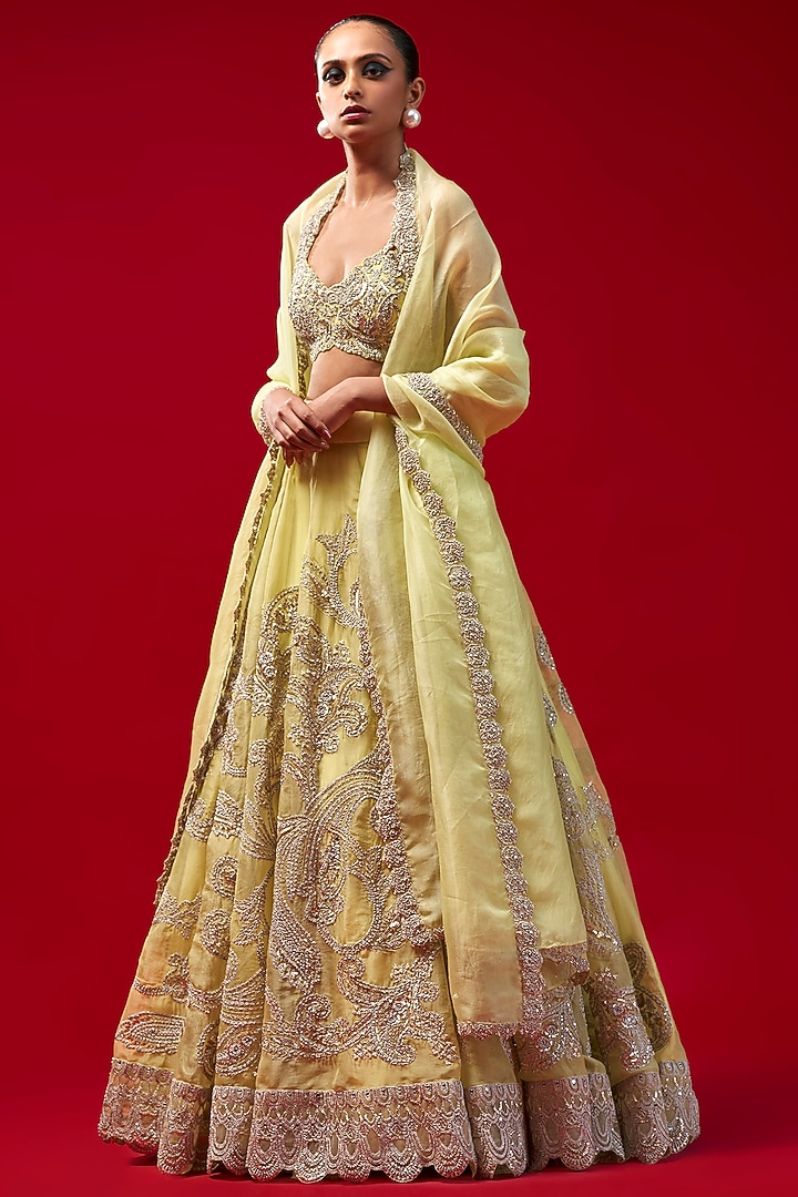 Mint Green Organza & Net Embroidered Bridal Lehenga Set by Bhumika Sharma at Pernia's Pop Up Shop