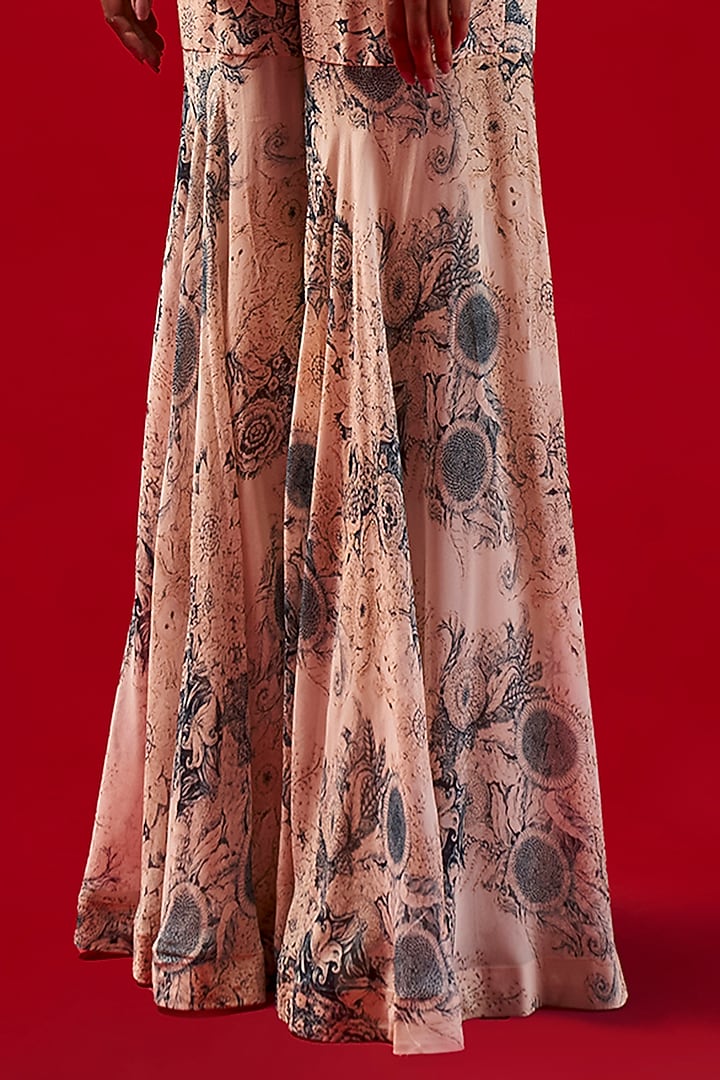 Champagne Georgette Printed Jacket Set by Bhumika Sharma at Pernia's Pop Up Shop