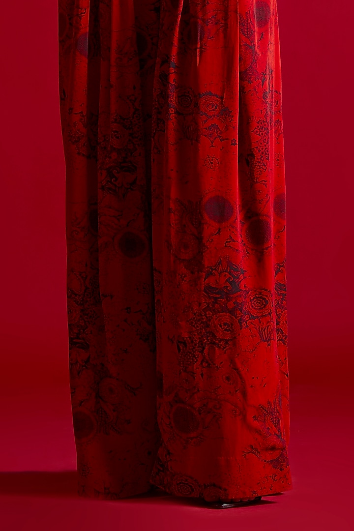 Red & Black Georgette Printed Jacket Set by Bhumika Sharma at Pernia's Pop Up Shop