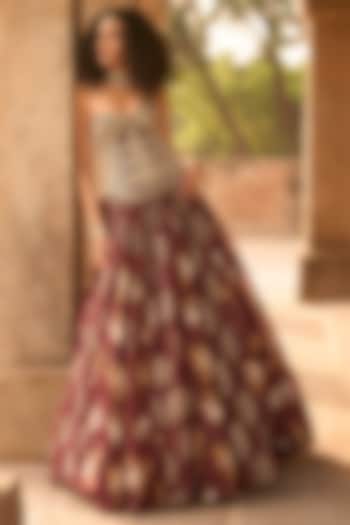 Brown Net & Organza Embroidered Bridal Anarkali by Bhumika Sharma at Pernia's Pop Up Shop