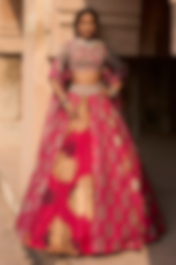 Fuchsia Organza & Net Bridal Lehenga Set by Bhumika Sharma at Pernia's Pop Up Shop