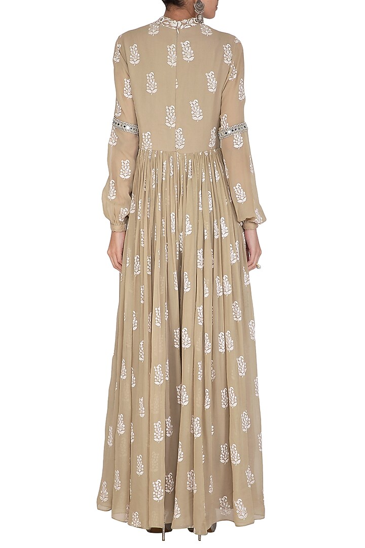 Light Beige Printed & Embroidered Jumpsuit by Bhumika Sharma at Pernia's Pop Up Shop