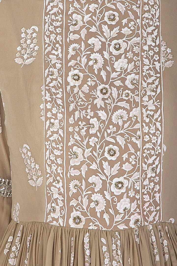 Light Beige Printed & Embroidered Jumpsuit by Bhumika Sharma at Pernia's Pop Up Shop