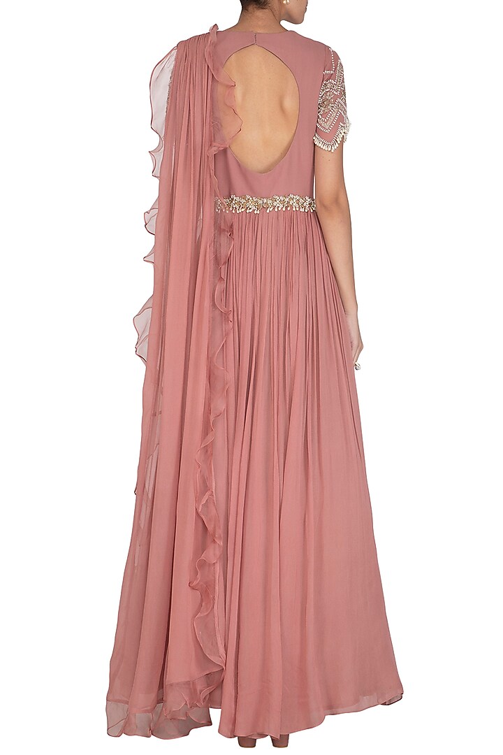 Pink Embroidered Wedding Anarkali With Dupatta & Belt by Bhumika Sharma at Pernia's Pop Up Shop