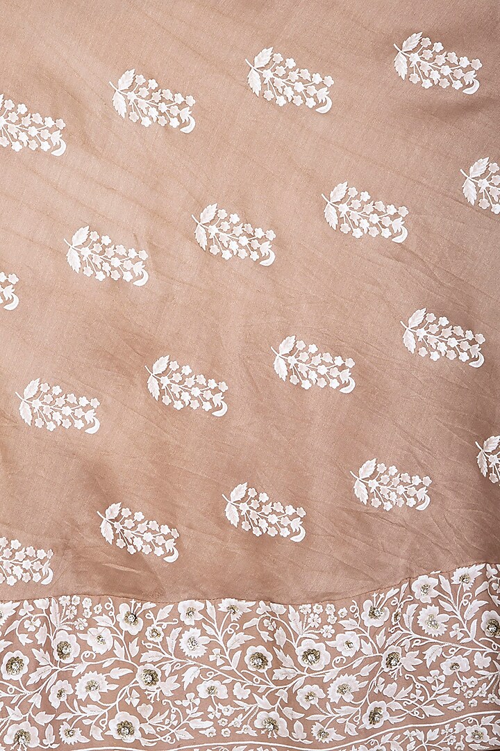 Beige Printed Embroidered Wedding Anarkali With Dupatta by Bhumika Sharma at Pernia's Pop Up Shop