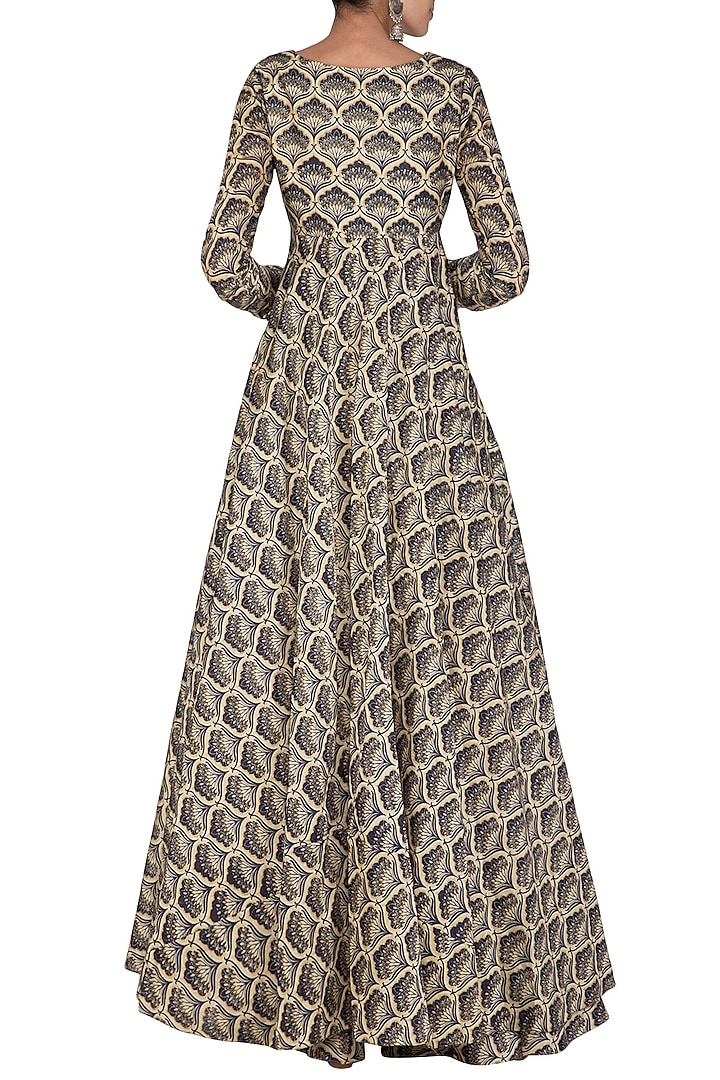 Blue Embroidered Printed Asymmetrical Kurta With Pants by Bhumika Sharma at Pernia's Pop Up Shop