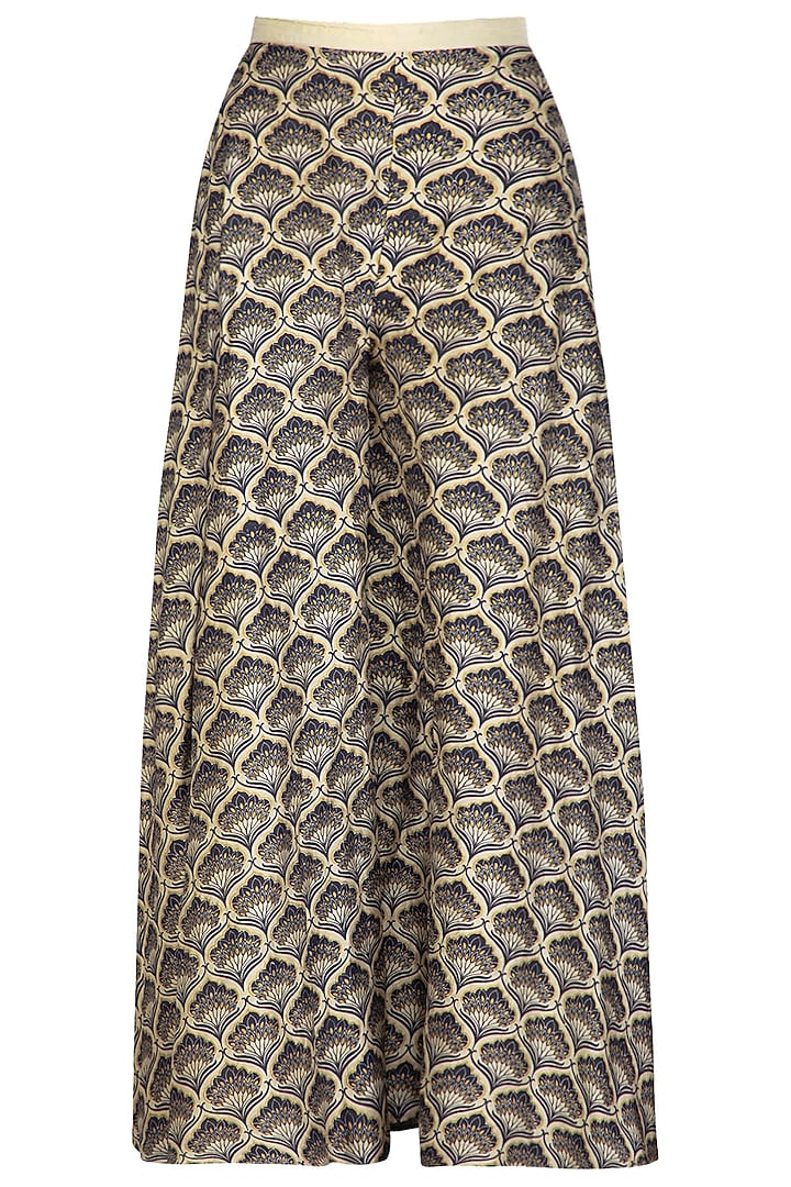 Blue Embroidered Printed Asymmetrical Kurta With Pants by Bhumika Sharma at Pernia's Pop Up Shop