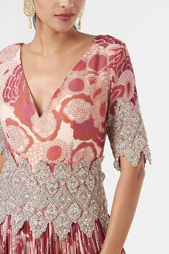 Red Printed & Hand Embroidered Bridal Anarkali by Bhumika Sharma at Pernia's Pop Up Shop