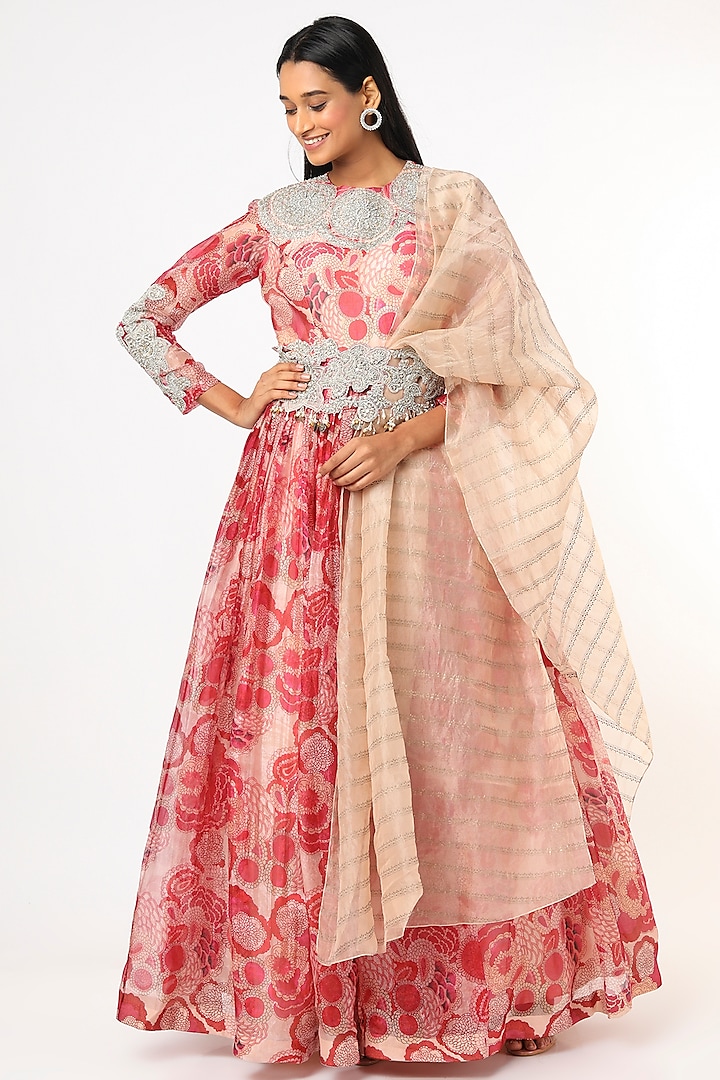 Fuchsia Bahaar Printed Anarkali Set by Bhumika Sharma