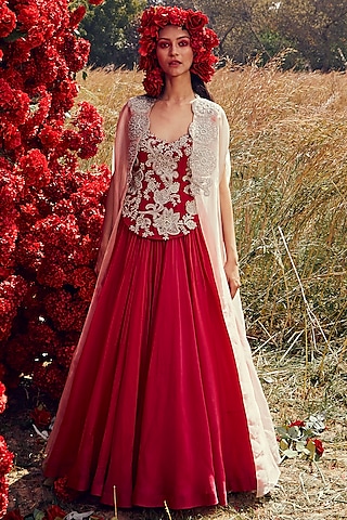 Fuchsia Embroidered Anarkali Set by Bhumika Sharma