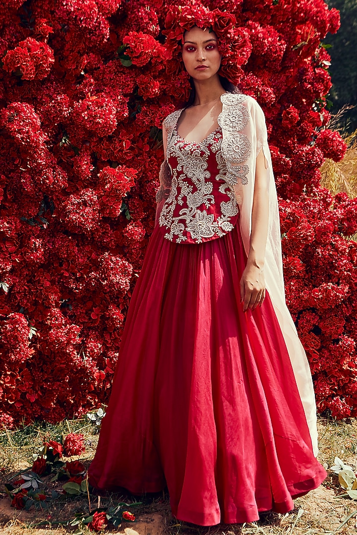 Fuchsia Embroidered Bridal Anarkali Set by Bhumika Sharma at Pernia's Pop Up Shop