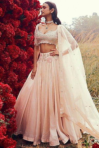 Champagne Embroidered Lehenga Set by Bhumika Sharma