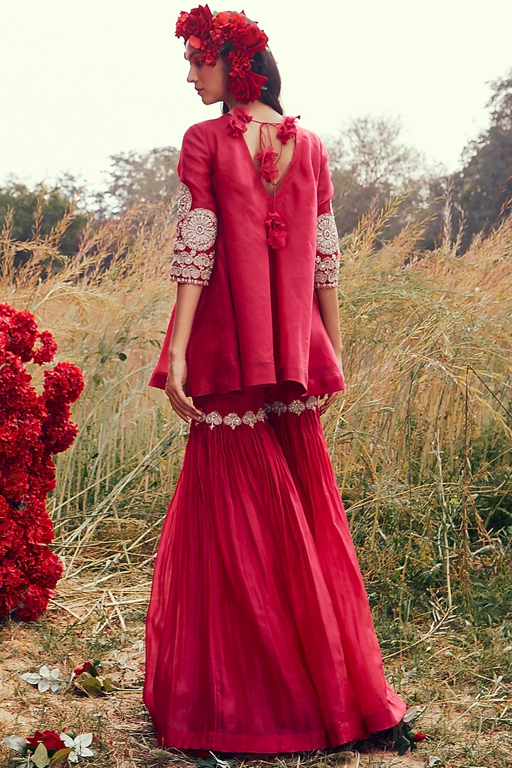 Fuchsia Organza & Shantoon Bridal Sharara Set by Bhumika Sharma at Pernia's Pop Up Shop