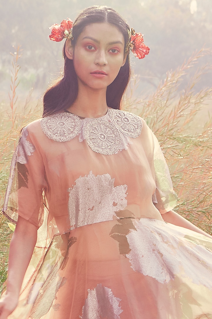 Nude Crepe & Satin Cigarette Pant Set by Bhumika Sharma at Pernia's Pop Up Shop