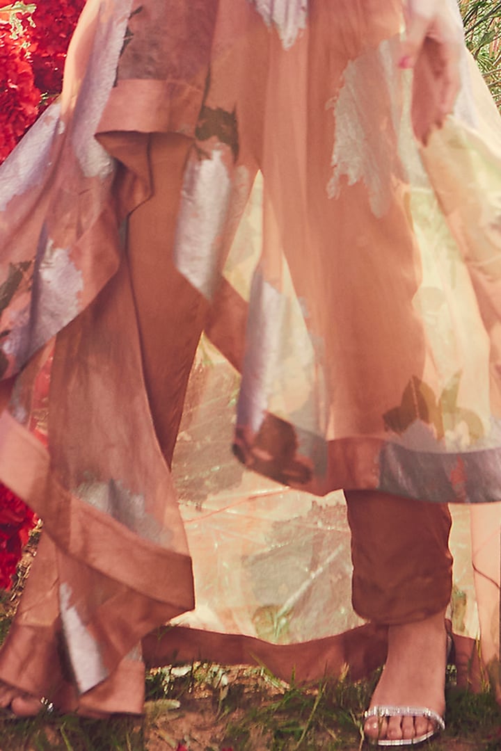 Nude Crepe & Satin Cigarette Pant Set by Bhumika Sharma at Pernia's Pop Up Shop