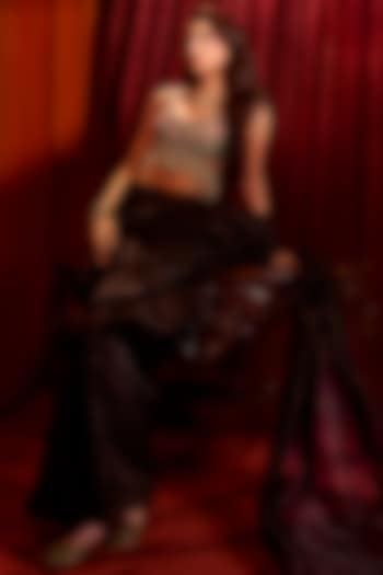 Black Organza Reception Saree Set by Bhumika Sharma at Pernia's Pop Up Shop
