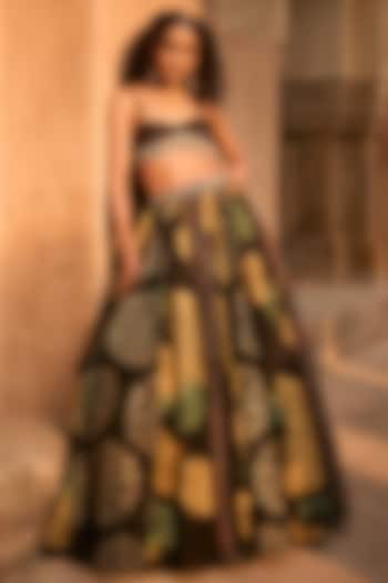 Black Organza Printed Wedding Lehenga Set by Bhumika Sharma at Pernia's Pop Up Shop