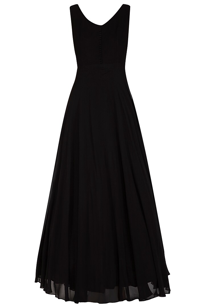 Black Embroidered Wedding Anarkali With Jacket & Belt by Bhumika Sharma at Pernia's Pop Up Shop
