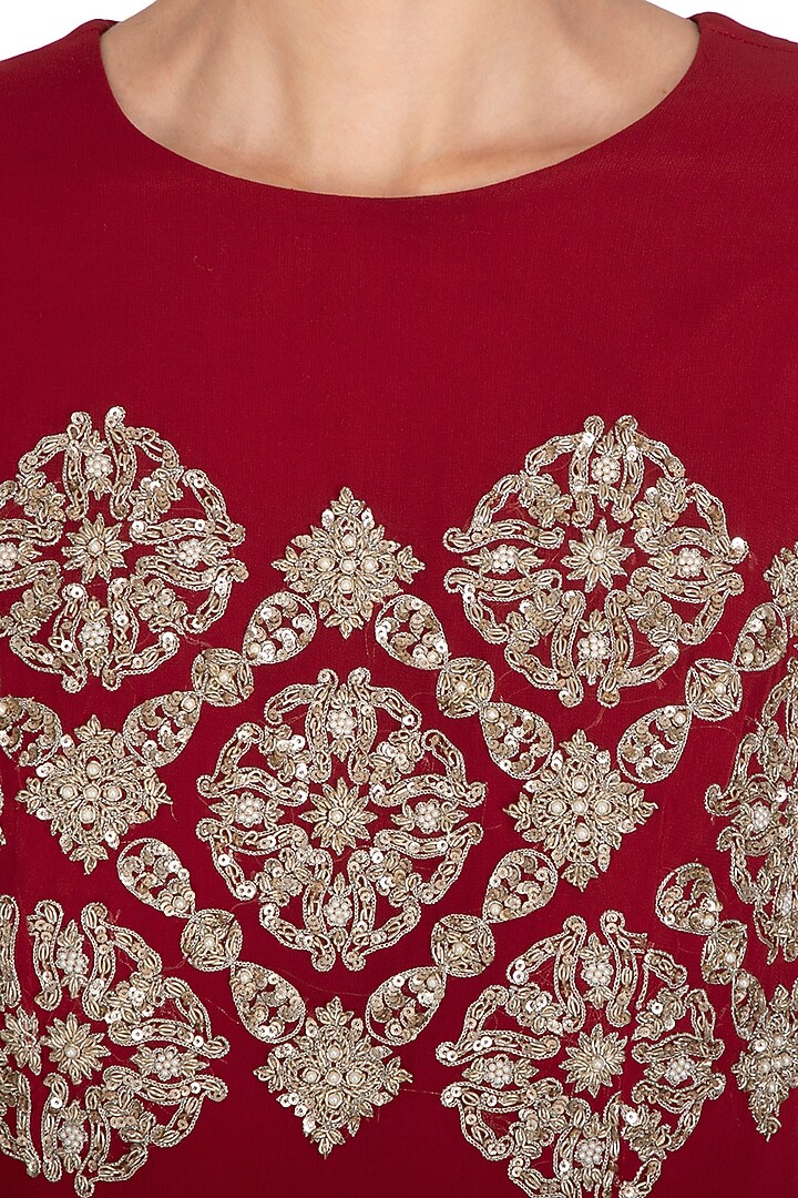 Red Embroidered Wedding Anarkali With Dupatta by Bhumika Sharma at Pernia's Pop Up Shop