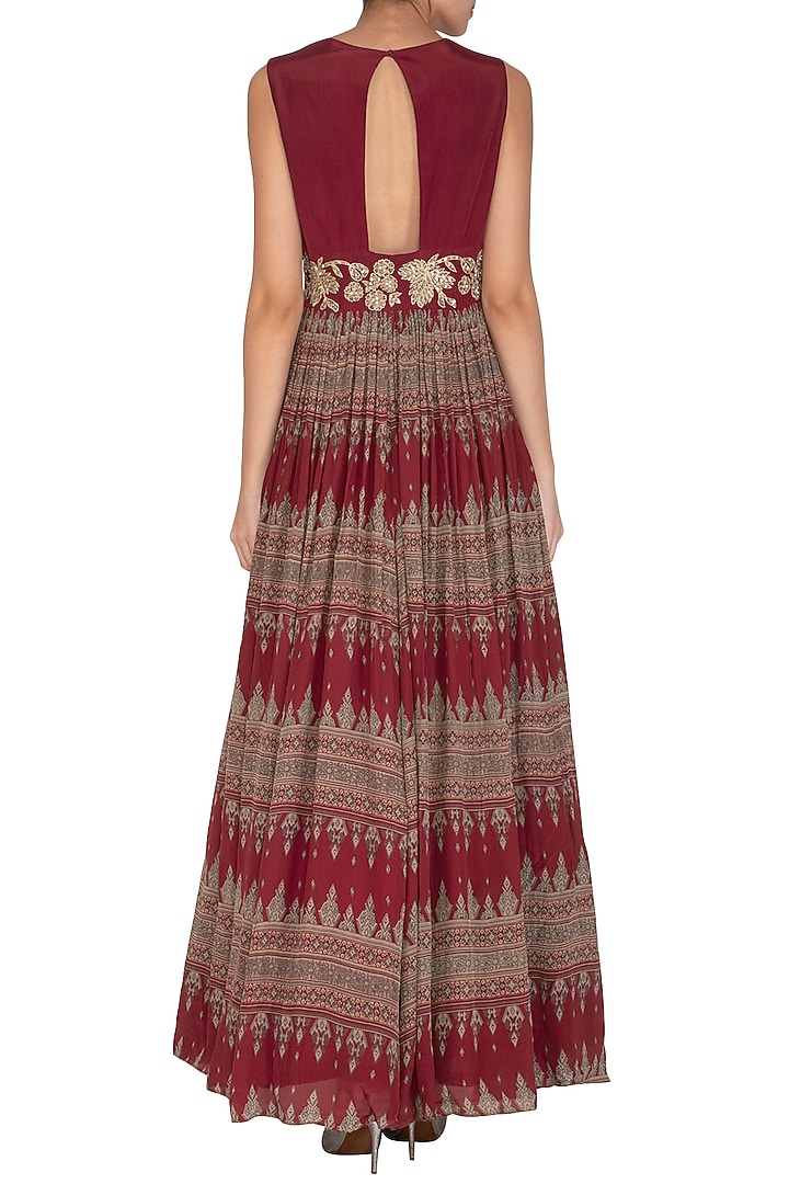 Red Embroidered & Printed Wedding Anarkali by Bhumika Sharma at Pernia's Pop Up Shop